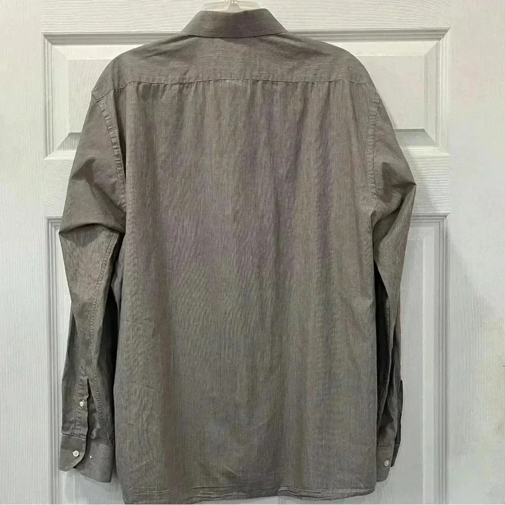 AR Camicie Made in Italy Brown and White Striped Button Down Shirt Neck Size 18